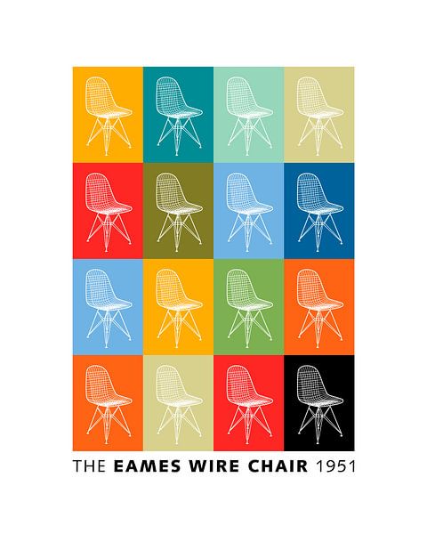 Chaise en fil de fer Eames par Harry Hadders