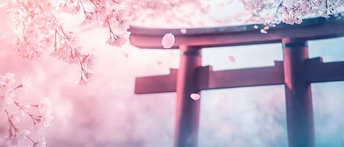 Torii in de kersenbloesemregen