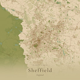Vintage map of Sheffield, United Kingdom by Prints of Place