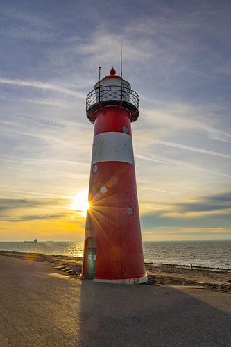 Vuurtoren West-Kapelle met zonsondergang