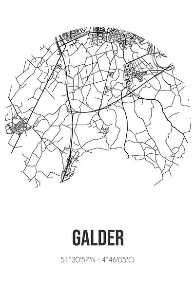 Galder (North Brabant) | Map | Black and White by Prints of Place