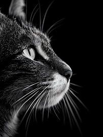 Katze – Elegantes Seitenprofil in Schwarzweiß von drdigitaldesign