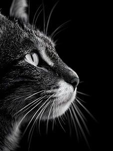 Katze – Elegantes Seitenprofil in Schwarzweiß