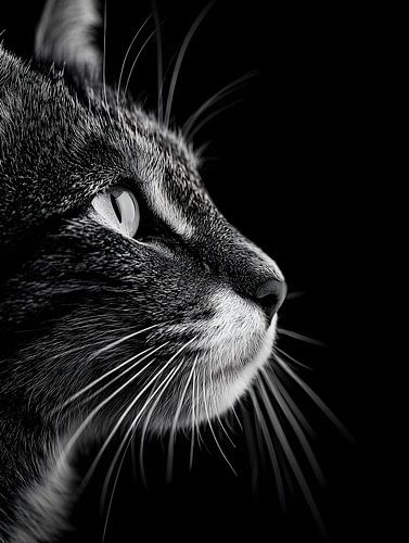 Kat - Elegant zijprofiel in zwart-wit