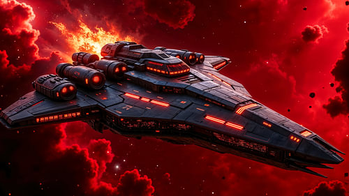 Fantasy Sci-Fi Art Wandbild: ASTRAVION - Ein Raumschiff reist durch den Weltraum