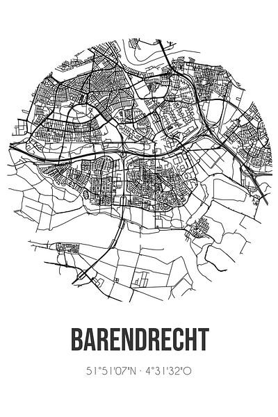 Barendrecht (Zuid-Holland) | Map | Black and White by Prints of Place