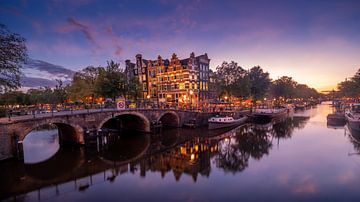 Brouwersgracht Amsterdam bij zonsondergang van Rene Siebring