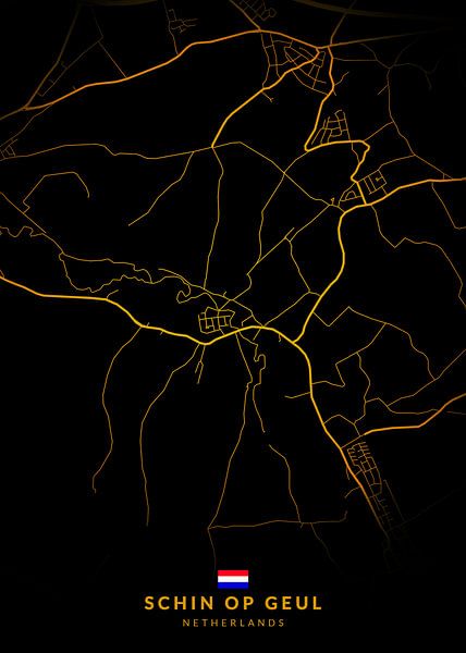 Schin op Geul City Map Modern Black Gold by Kenda Maruyama
