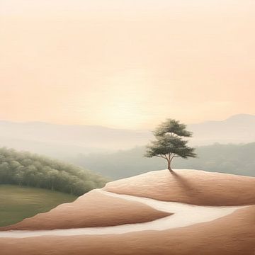 Peinture beige Sérénade douce | Horizon sur Blikvanger Schilderijen