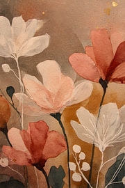 Fleurs de lotus dans des tons terre cuite et sable – Japandi sur Marijke Trienekens
