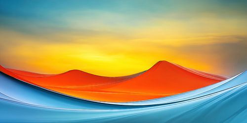 Abstract landschap met zonsondergang
