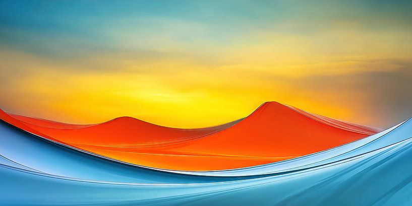 Abstract landschap met zonsondergang van Frank Heinz