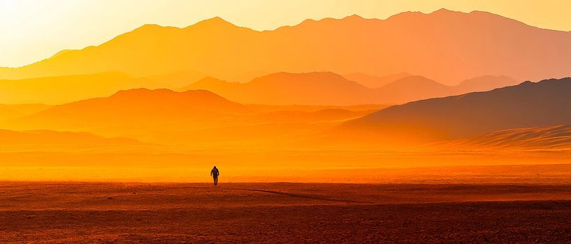 Lonely hiker in the sunset by Poster Art Shop