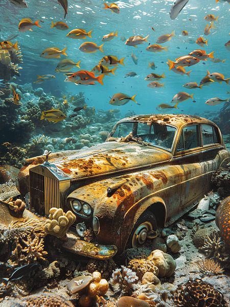 Diving Rolls Royce underwater coral fish by gm_designs