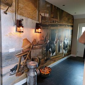 Customer photo: Cows in a stable, Jan van Ravenswaay, as wallpaper