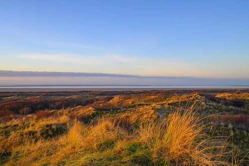 Schiermonnikoog landschap in de duinen tijdens zonsondergang