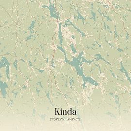 Alte Karte von Kinda, Schweden.