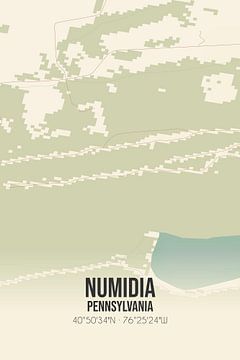 Carte ancienne de Numidia (Pennsylvanie), USA. sur Rezona