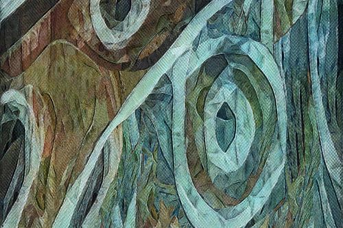 Blauw uur in een drassige polder (abstract)