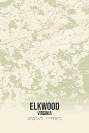 Vintage landkaart van Elkwood (Virginia), USA. van Stad & Wand
