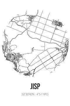 Jisp (Noord-Holland) | Map | Black and white by Rezona