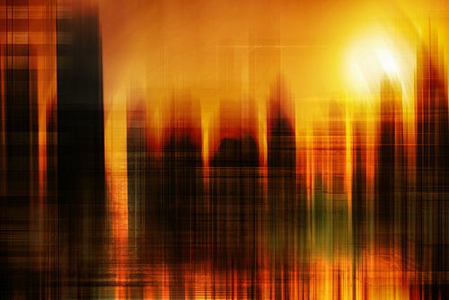 Zonsondergang achter Hochäuser 2