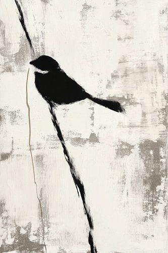 Oiseau noir sur une branche Minimal