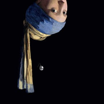 Vermeer Meisje met de Parel ondersteboven popart van Miauw webshop
