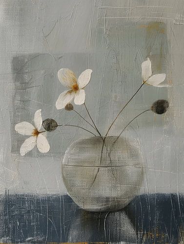 Stilleven met bloemen in Japandi stijl