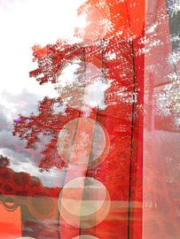 Roter Baum, Psychedelisch, Abstraktion, Kreise, Natur und Abstraktion von Ria Bense