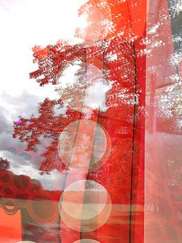 Roter Baum, Psychedelisch, Abstraktion, Kreise, Natur und Abstraktion