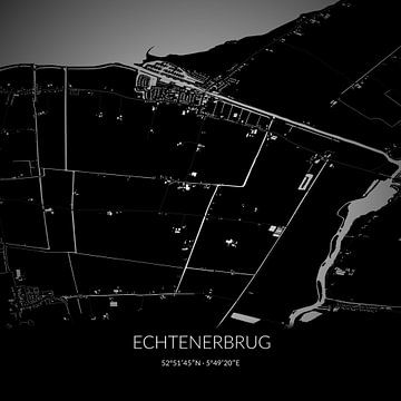 Black-and-white map of Echtenerbrug, Fryslan. by Rezona