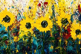 Bunte Sonnenblumen in abstraktem Design von Art & Soul Creations