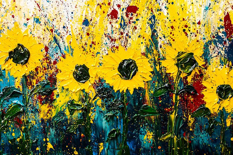 Bunte Sonnenblumen in abstraktem Design von Art & Soul Creations