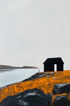 Lonely hut by the water - Minimalist by Poster Art Shop