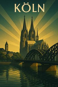 Köln Vintage Travel Poster - Art Deco Wandkunstdruck