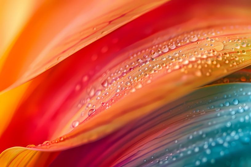 Gros plan sur un pétale coloré avec des gouttes par Imperial Art House