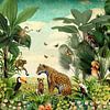 Dschungel mit Leoparden, Affen, Tukanen und tropischen Vögeln von Studio POPPY