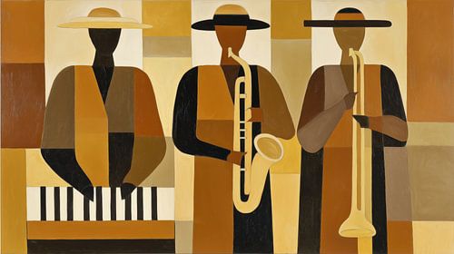 Muzikanten met hoed minimalisme panorama