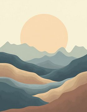 Gouden zonsondergang over sereen Boheems berglandschap van Artistic