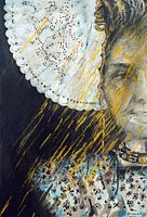Zeeuws meisje in gouden zonnestralen. Aquarel handgeschilderd.