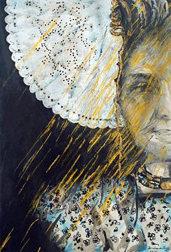 Portret van een Zeeuws meisje in de gouden zonnestralen van Ineke de Rijk