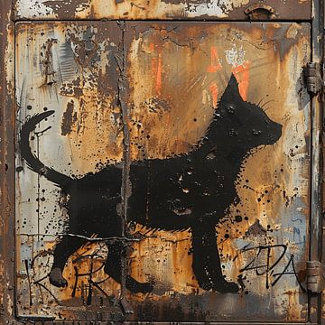Graffiti kat zwart silhouet roest metaal urban zijkant van gm_designs