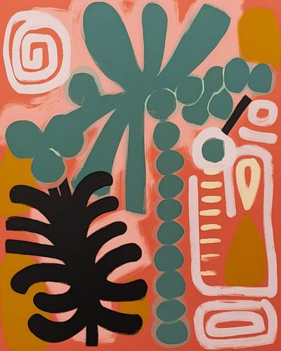 Superbunte abstrakte Malerei mit modernen Formen und Linien