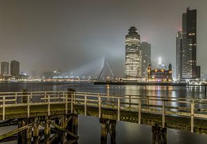 Die neblige Skyline von Rotterdam