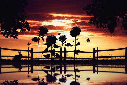 Warme silhouet van de natuur