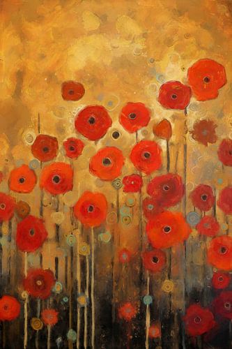 Fire Red Flowers at Dusk