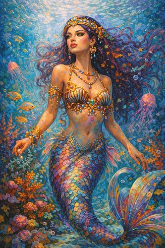Underwater mermaid painting.