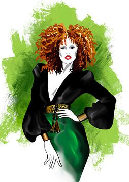 Mode in het groen - mode-illustratie van Janin F. Fashionillustrations