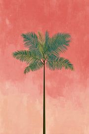 Palmier solitaire - Sérénité tropicale minimale sur Mosaic Dialogue